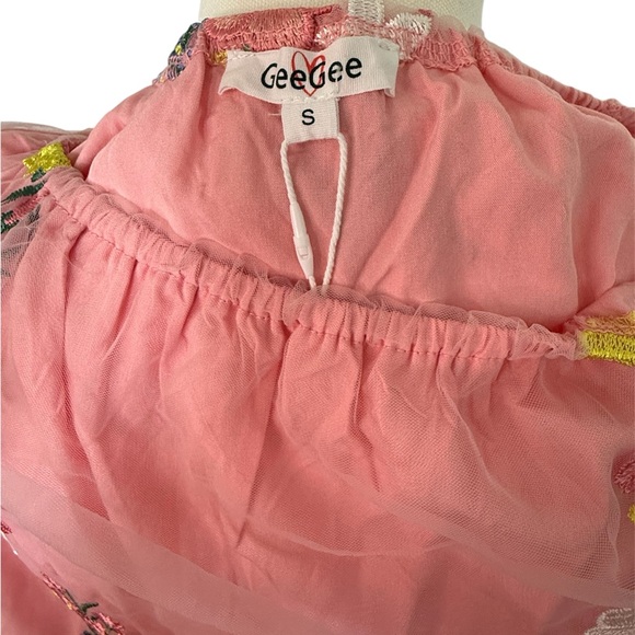 NWT GeeGee Floral Embroidered Mesh Mini Dress - Picture 4 of 6